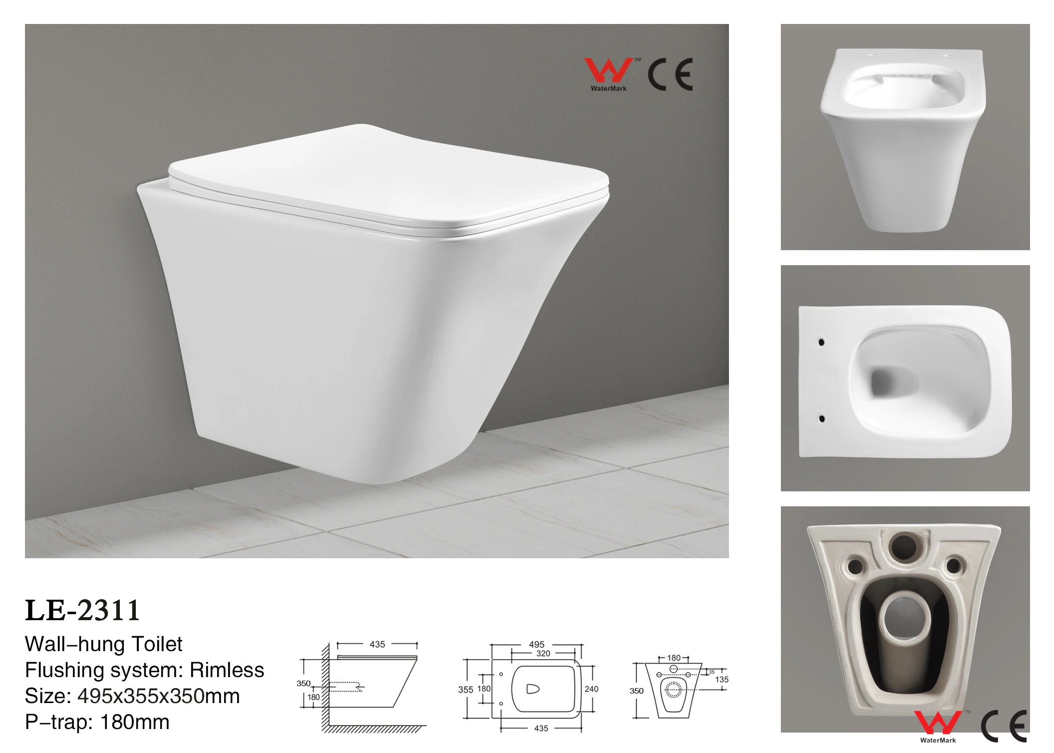 Amazon Hot Sale Wall Hung Toilet Color Australian Standard Le-2004