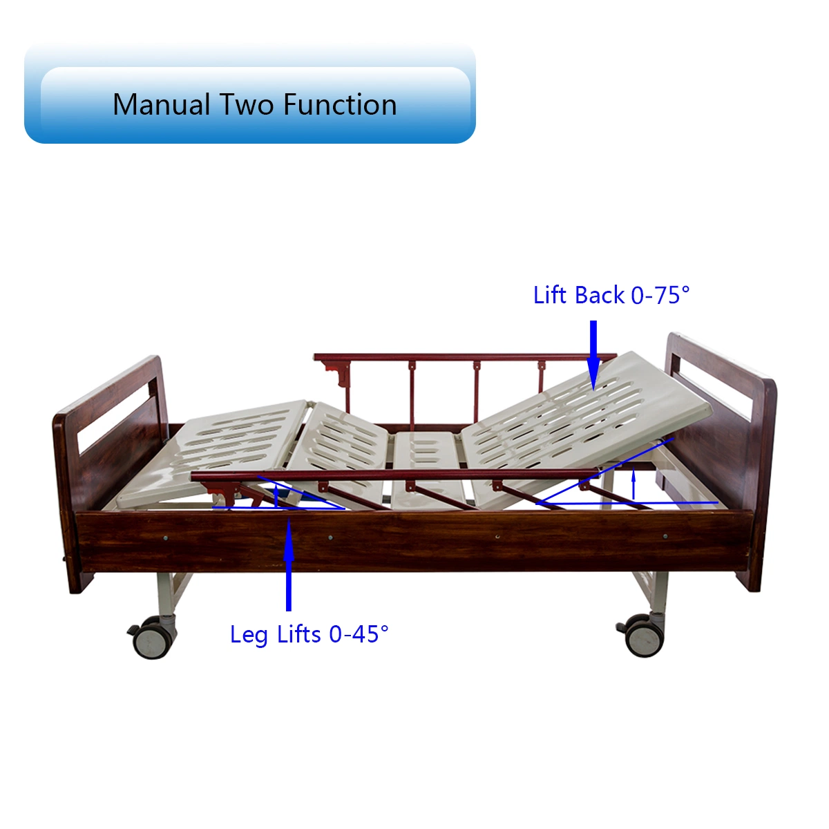 2 Function Wood Bedframe Medical Bed for Home Use Bc02-2c