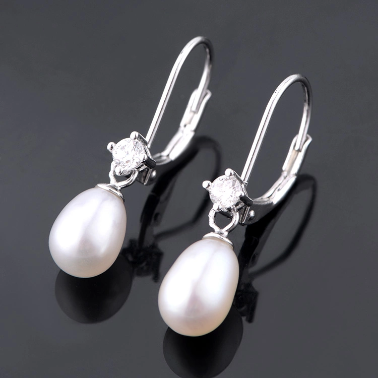 New Fashion Classic 925 Sterling Silver Zirconia Freshwater Pearl Pendant Hook Earrings Jewelry for Women