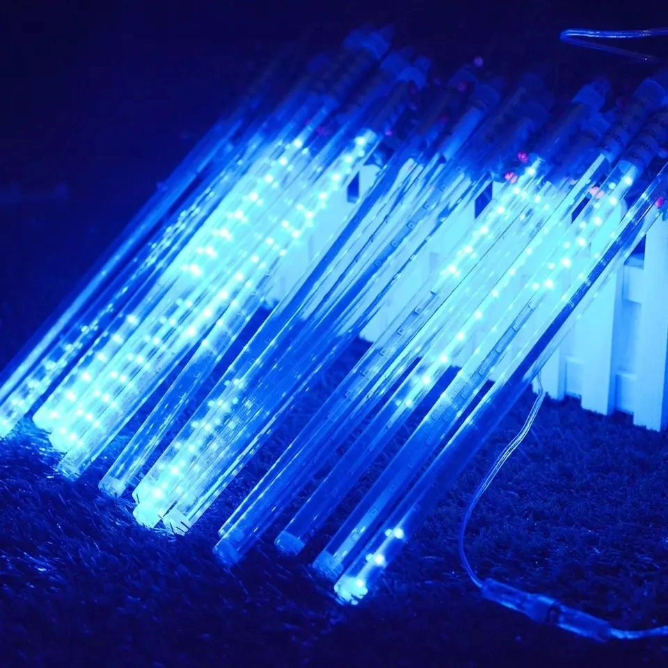 LED 8 tubo Meteor Ducha lluvia luces Solar Powered Icicle Luces de lluvia de nieve cayendo luces en cascada para el jardín al aire libre