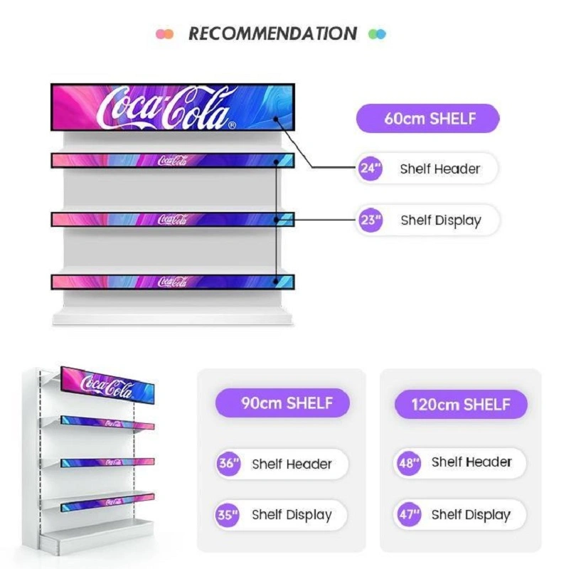 23/24/35/37 pouces Étagère ultra large Affichage publicitaire numérique Écran LCD étiré en barre