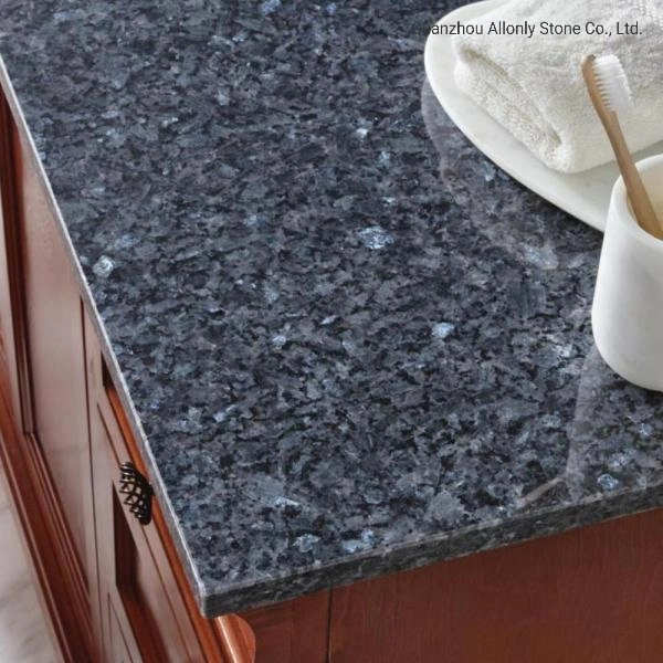 Blue Pearl Granite Double Sink Vanity Top with Cabinet and Sink