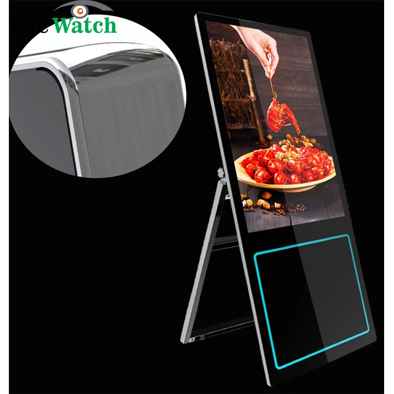 New Sales Prmotion Indoor Built-in LED Lamp Strip 55-Inch Indoor Foldable Portable LCD Digital Signage Kiosk Display