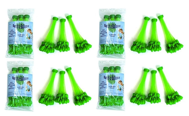 Crazy Water Balloons - Fills, Ties 100 Water Balloons in a Minute Hose, 4 Packs, Super Fast and Easy