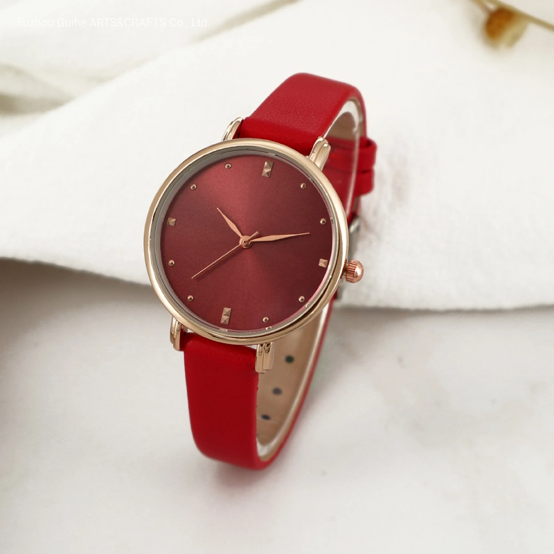 2021 Fashion Women Leather Stainless Steel Back Water Resistant Lady Ladies Quartz Wrist Watch