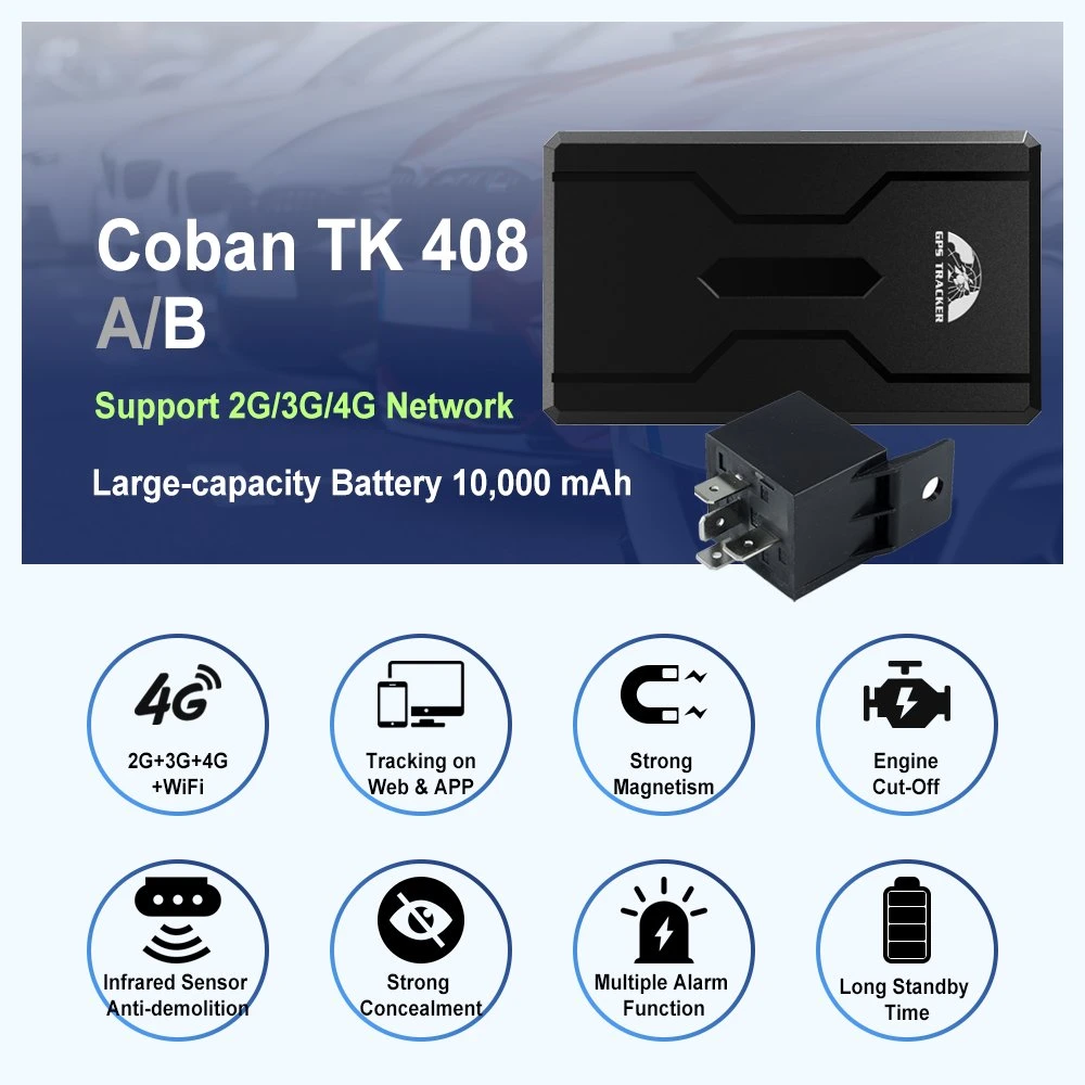 Tk408 3G/4G GPS inteligente inalámbrico Tracker 10000mAh batería de larga duración Posicionamiento en tiempo real GPS portátil dispositivo de seguimiento de coches Tracker