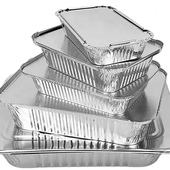 2022 Square Disposable Hotselling 450ml Aluminium Food Aluminum Foil Baking Pans Containers Tray with Lids