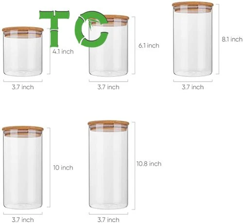 Wholesale/Supplier Kitchen Canisters Glass Food Storage Containers Set, Airtight Food Jars with Bamboo Lids