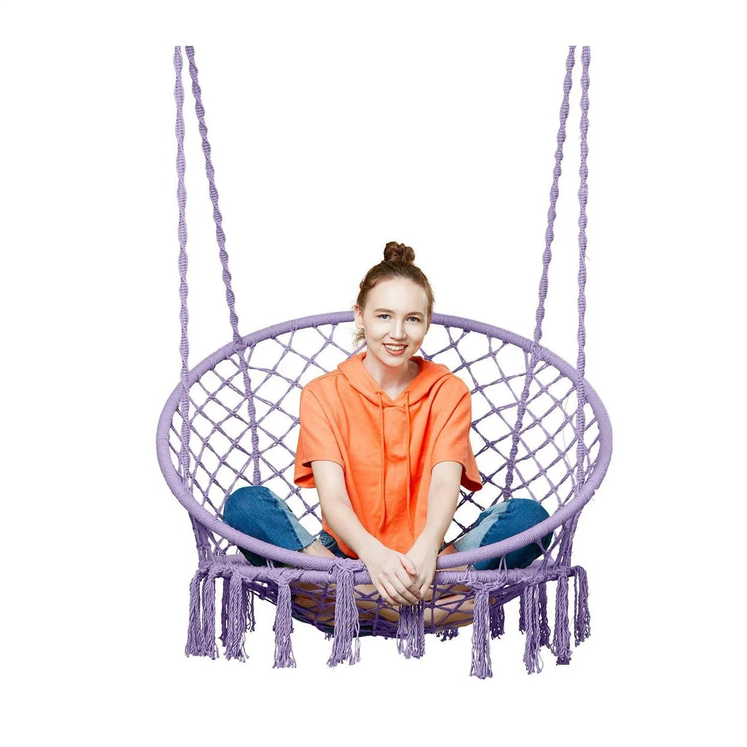 Middle Size Metal Cotton Rope Steel Macrame Hanging Chair