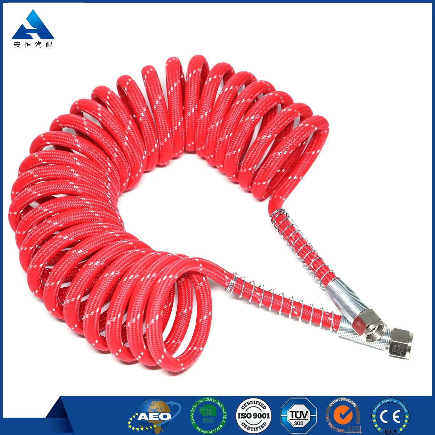 Red Rubber-PVC Air Hose with Europe Type Quick Coupler