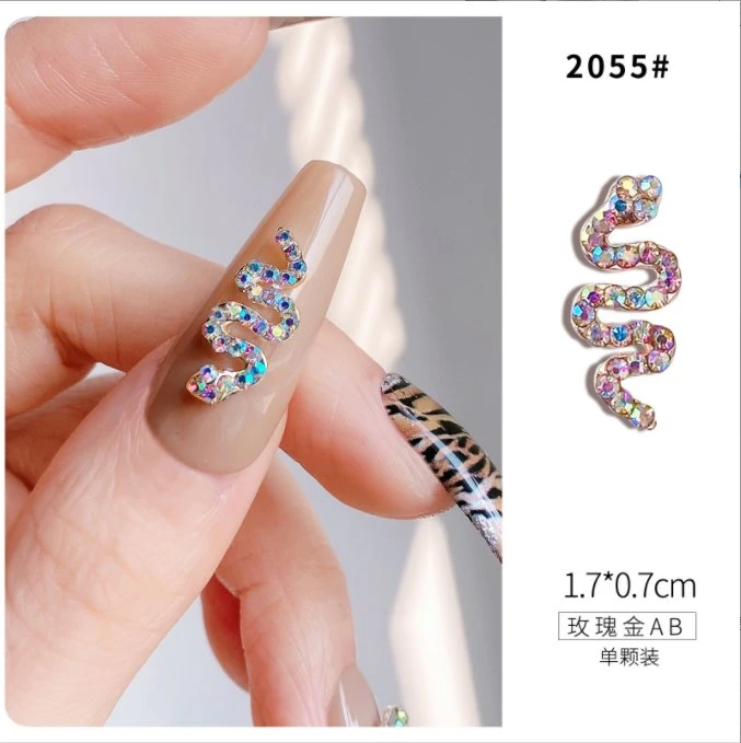 New 3D Diamond Alloy colorful Snake Nail Art Rhinestone