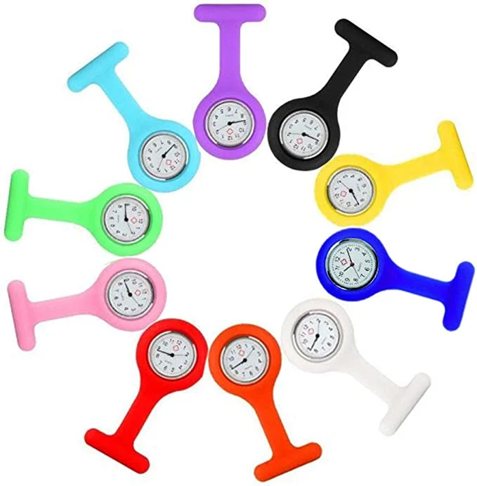 Montre en silicone pour infirmière avec poitrine, montre-broche pour homme, montre intelligente.