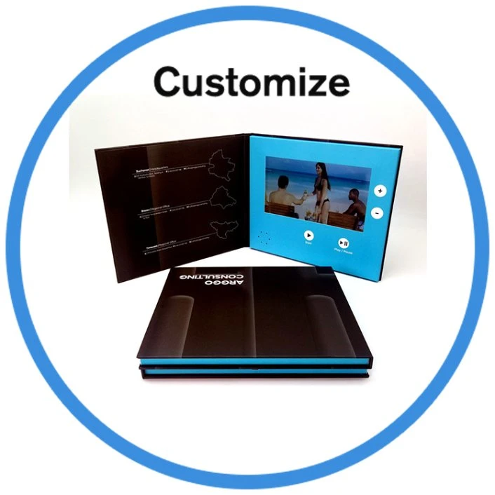 Catálogo e Brochura em vídeo de livro LCD de publicidade de convites promocionais Folheto da Saudação de vídeo do player de vídeo