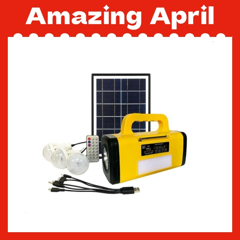 Portable Solar Energy Power Home Lighting System Kit with FM Radio & MP3 Function