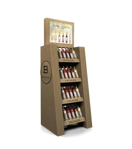 Wine Bottle Water Bottle Display Stands with Corrugated Cardboard Display Stand