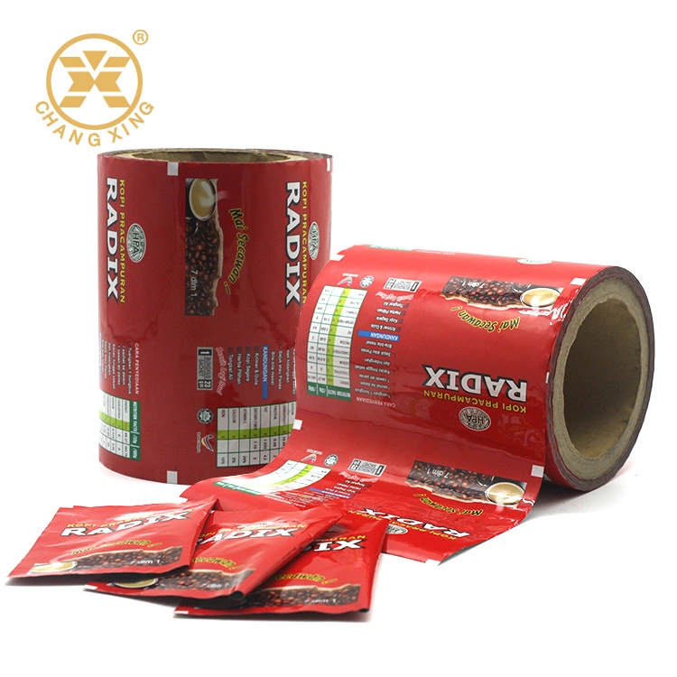 China Hot Custom Size Color Printed Food Packing Film Bag Roll, Plastic Film for Coffee Chocolate Chips Drinking