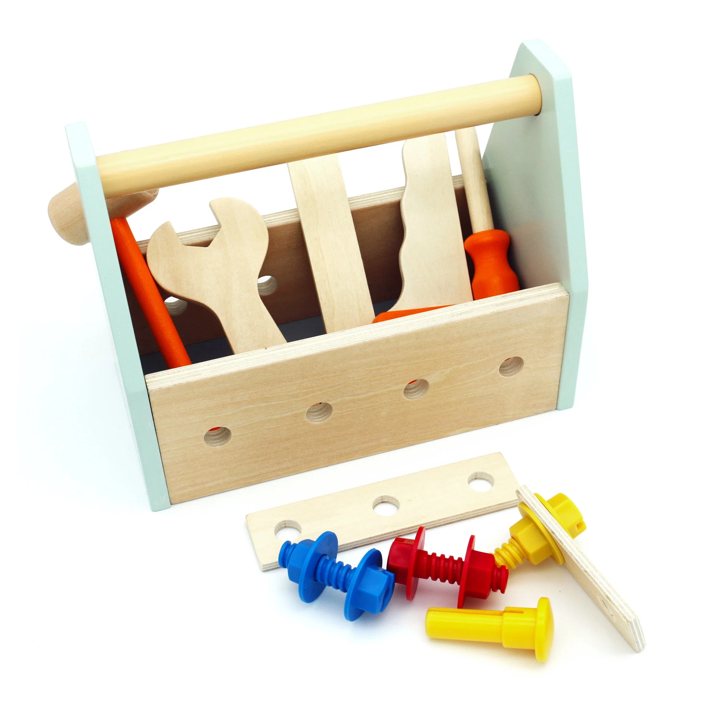 Wooden Educational Baby Toys Manufacturer Supplier Wkt308 15PCS Wooden Tool Box Toy for Kids and Babies.