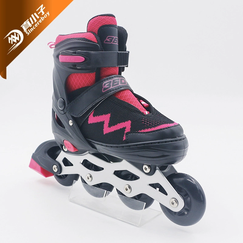 Plastic Chassis Quad Double Roller Skates for Children with High Hardness Elastic PU Flashing Wheel