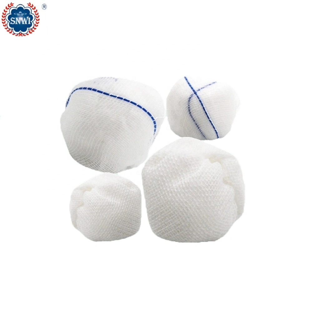 High Quality 100% Cotton Absorbent Soft Medical Disposable Round/Peanut Gauze Ball with Detectable X-ray Thread