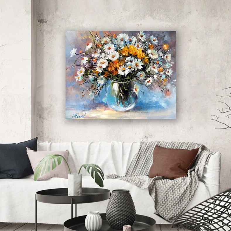 Wildflowers in a Vase Painting Original Art Flowers Meadow Artwork Daisy Artworks Bouquet Flowers Wall Art