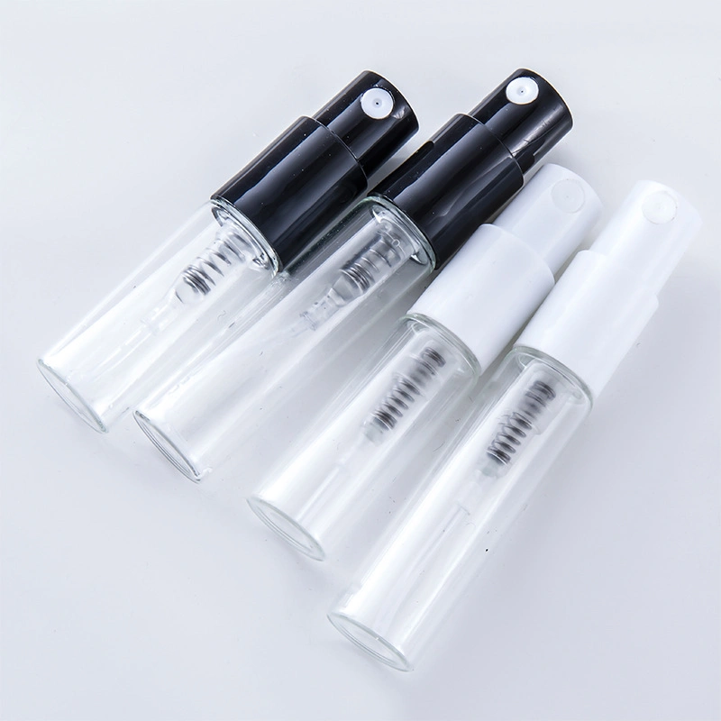 High quality/High cost performance  2ml 3ml Small Perfume Atomizer Vials Sample Glass Bottle with Plastic Spray Pump Mini Crimp Tester Bottles