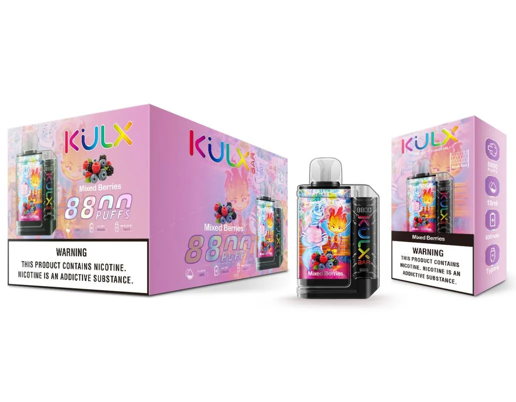 Vape Crystal Box Vape descartável Kulx 8800 Vapes com Zero 0%2%5% de nicotina