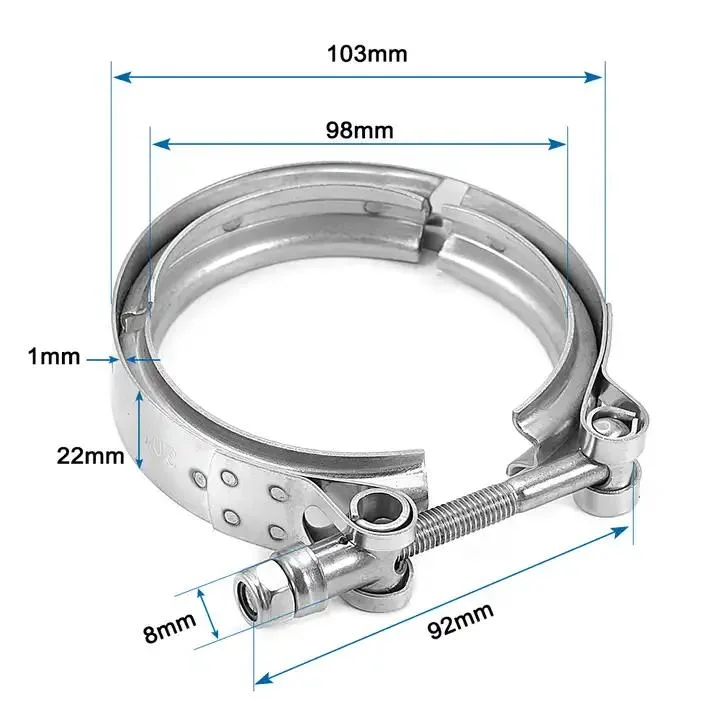 Stainless Steel Bolt Pipe Hose Clip American Germany Type Heavy Duty Hose Clamp