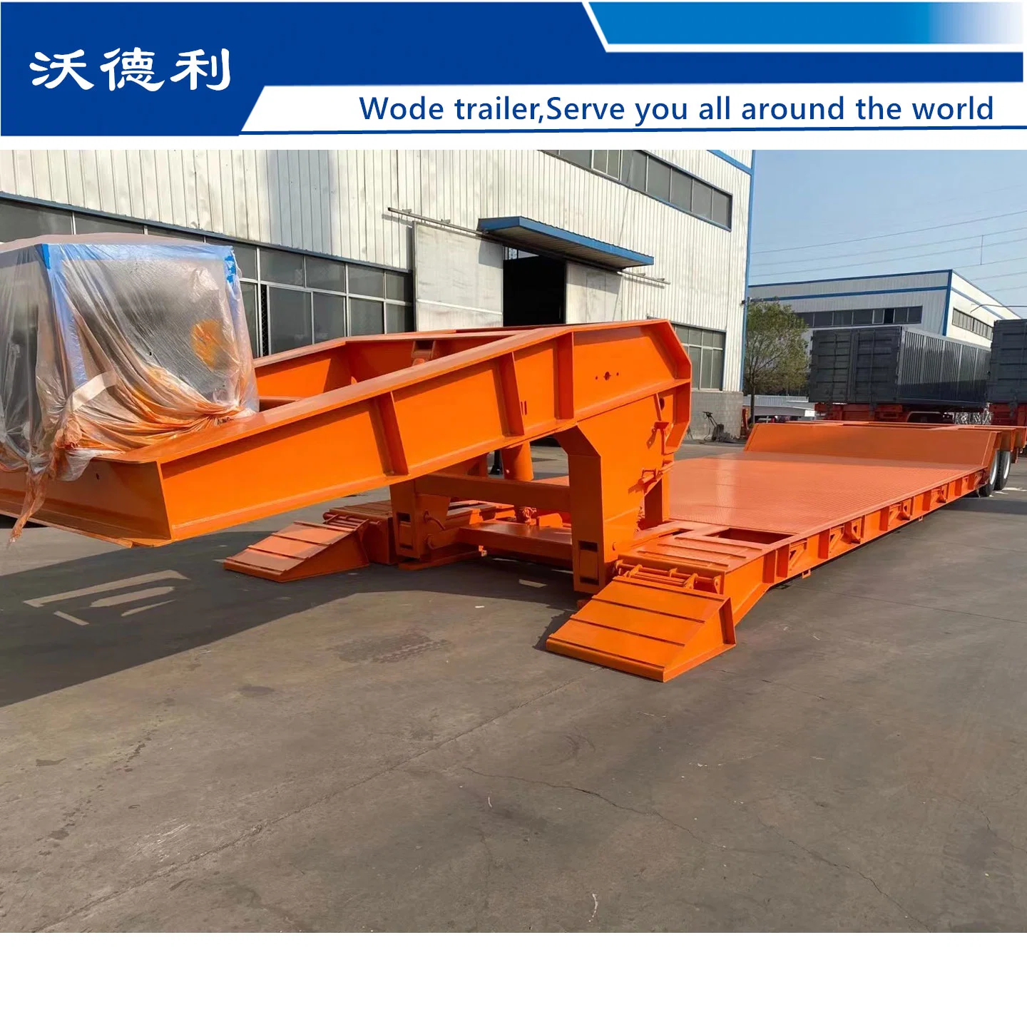 Excavator Transportation Gooseneck Low Bed Semi Trailer 3 Axles 3 Axles Low Bed Trailer/80tons Low Loader Trailers with Ladders