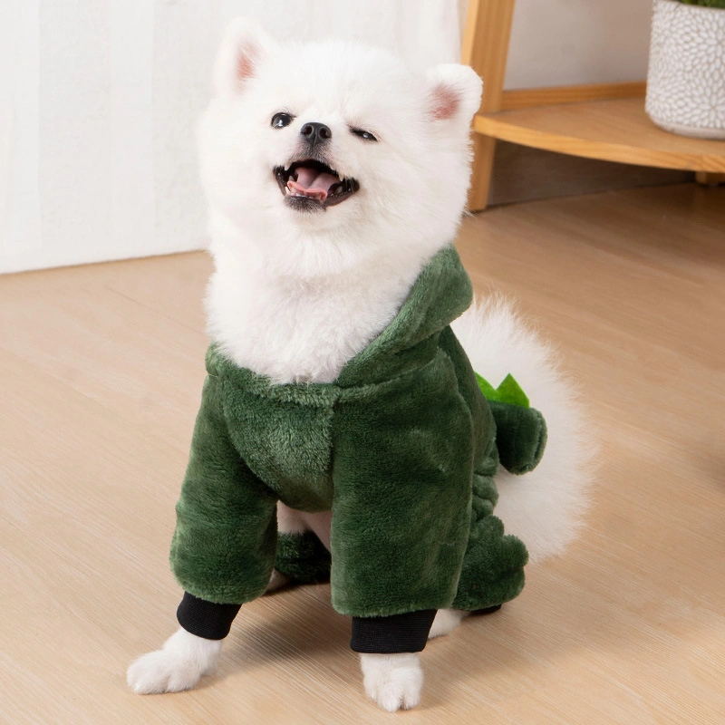 Ropa de Gato como mascota perro gato cachorro gracioso Disfraz de dinosaurio invierno cálido abrigo de gato de felpa felpa sudaderas con capucha Sudadera perro pequeño gatito vestido