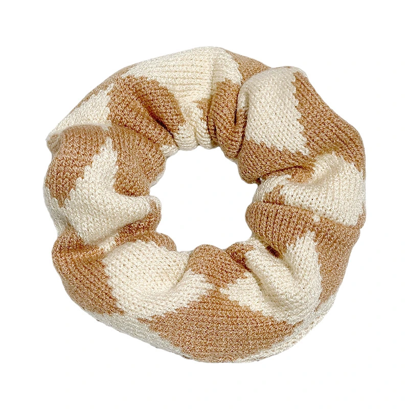 Rhomboid Knit Large Scrunchie Head String Splicing Color Hair Rope