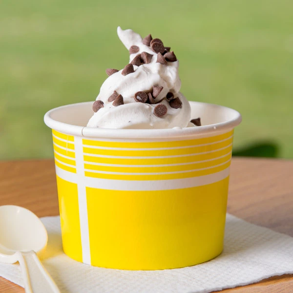 Sundae Scoop Ice Cream PE Lined Inside & Outside Containers with Spoon