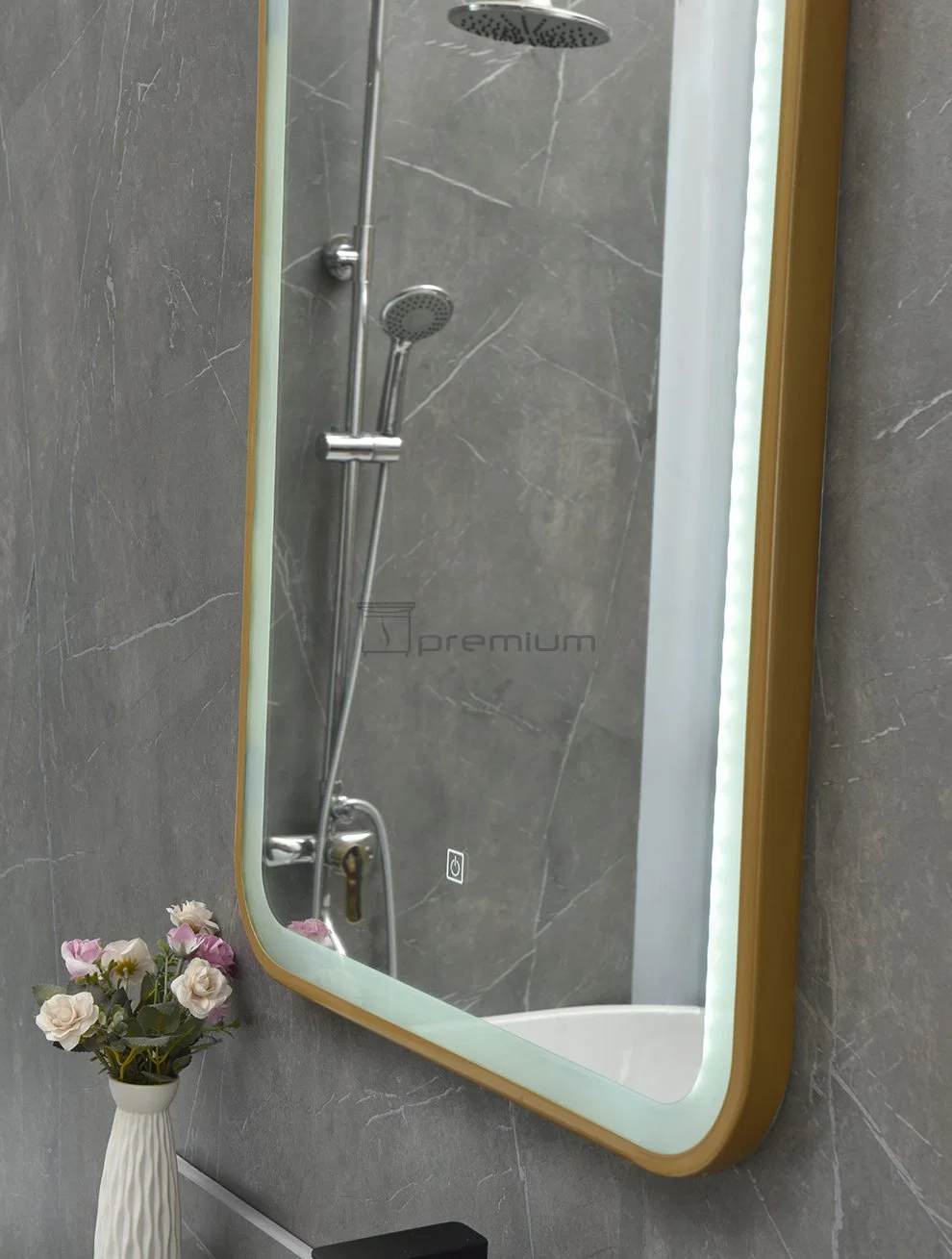 Wholesale/Supplier Luxury Home Decorative Smart Mirror Wholesale/Supplier LED Bathroom Backlit Wall Glass Vanity Mirror Ceramic Basin MDF Bathroom Furniture