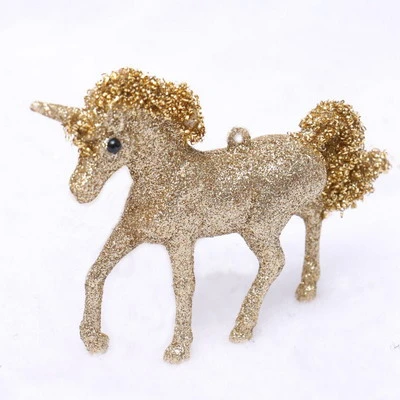 New Design Artificial Plastic Glitter Painted Unicorn