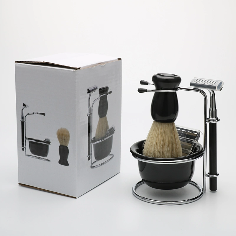 3 in 1 Men's Shaving Set with Stainless Steel Shaving Razor & Brush Holder Shaving Soap Bowl Mug Badger Hair Beard Brush