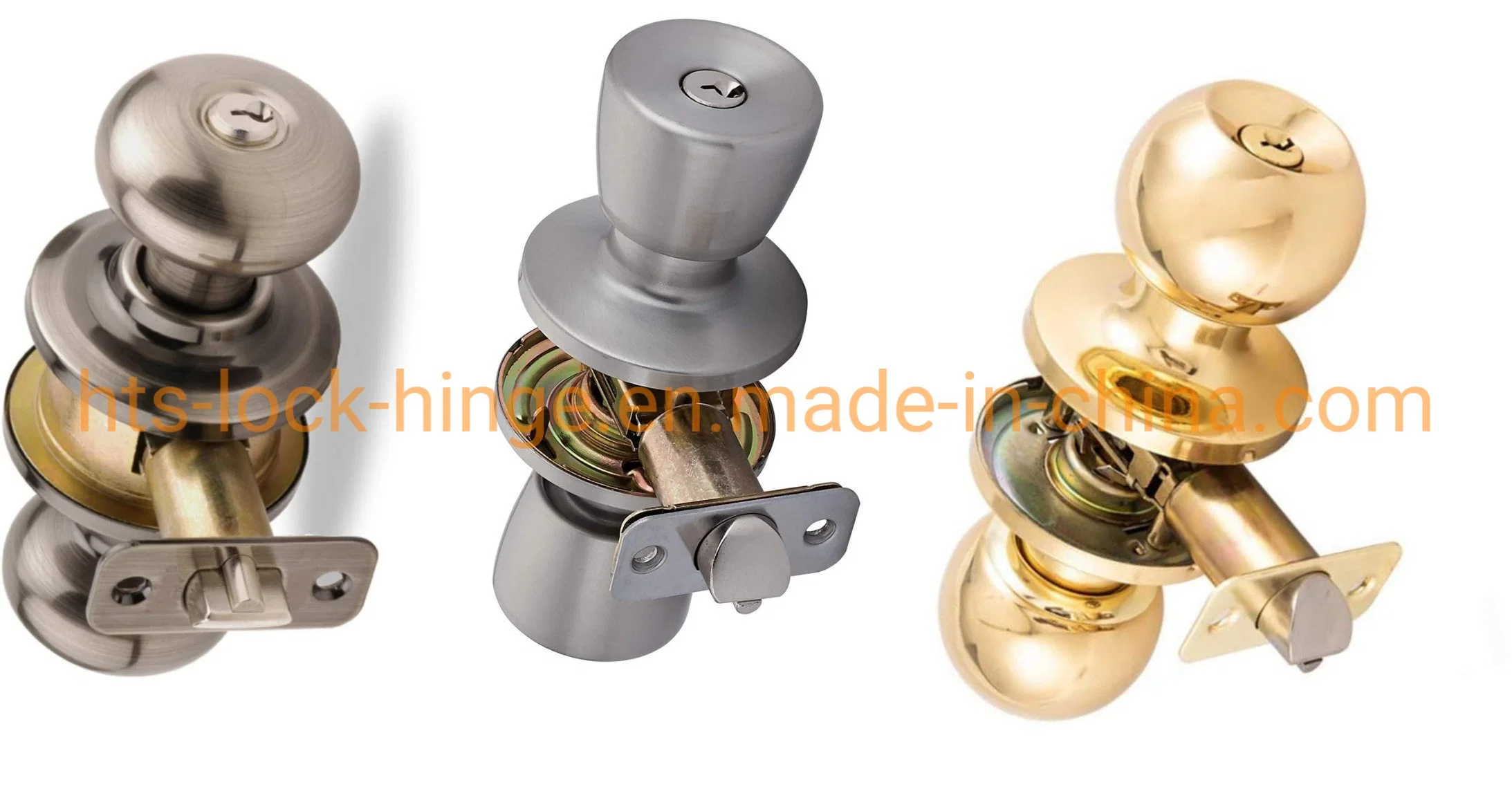 Brass Cylinder Lock Tubular Round Ball Knob Door Lock Keyed or Keyless by Aluminum Alloy or Steel Iron for Passage Entrance Privacy Storeroom Knob Lock