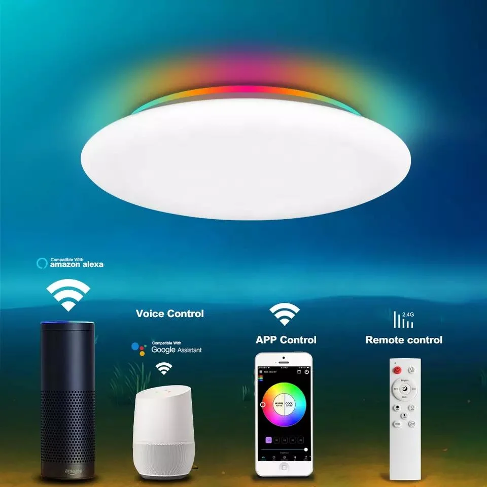 Home Smart Tuya WiFi Amazon Alexa Voice Control Modern LED Ceiling Light Intelligent Dimmable CCT Decorative Ceiling Lamp