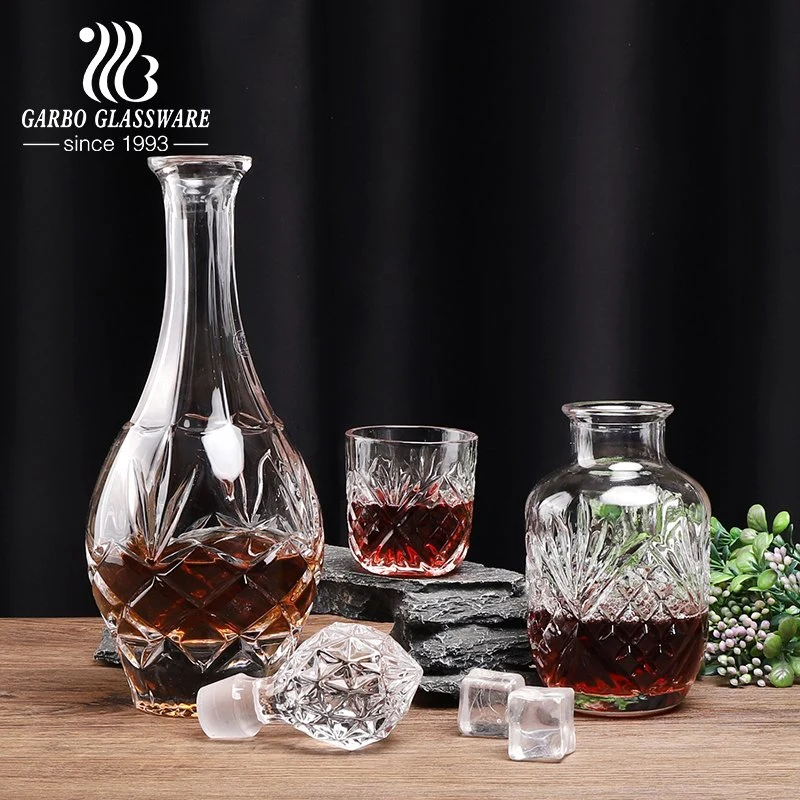 High-Quality 800ml Round Glass Wine Bottle Whisky Decanter Crystal Collection Carafe Beer Storage Holder with Stopper