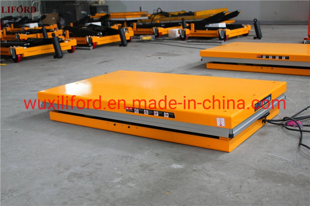 Fabricante China elevadores de tijera mesa elevadora eléctrica plataforma elevadora de tijera hidráulico alimentado 2000kg.