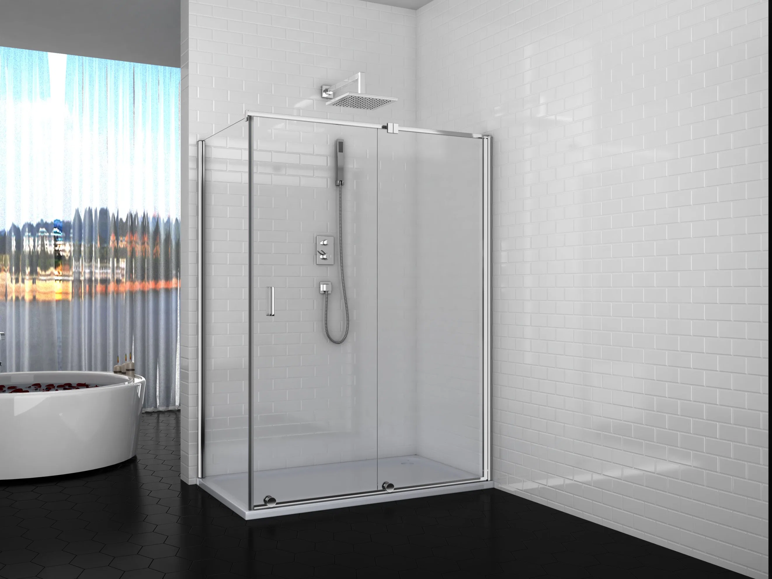 Hôtel portes de douche en verre salle de bains Casement douche en verre trempé Boîtier