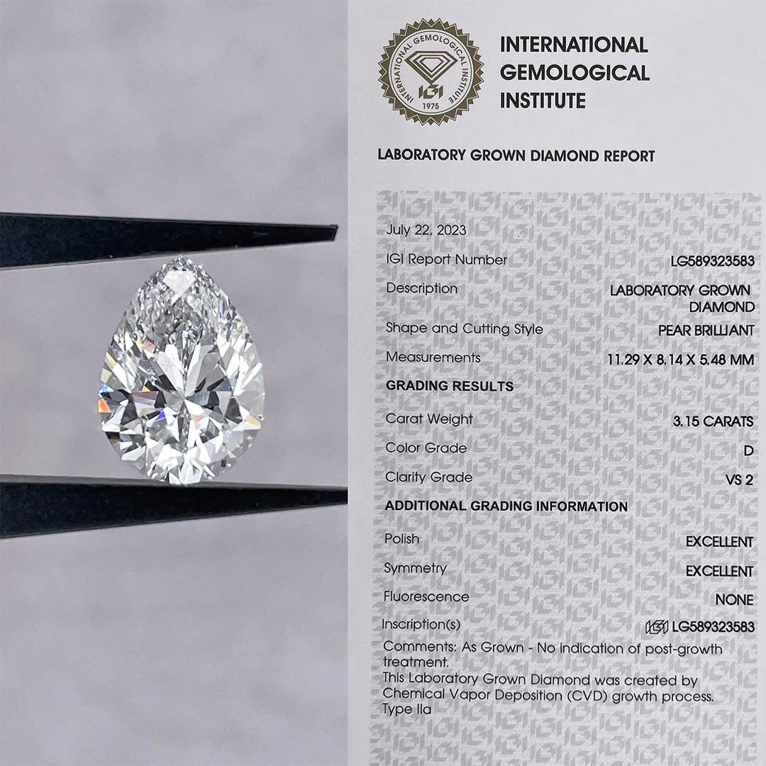 Pear Shape Loose Stone Lab Grown Diamonds