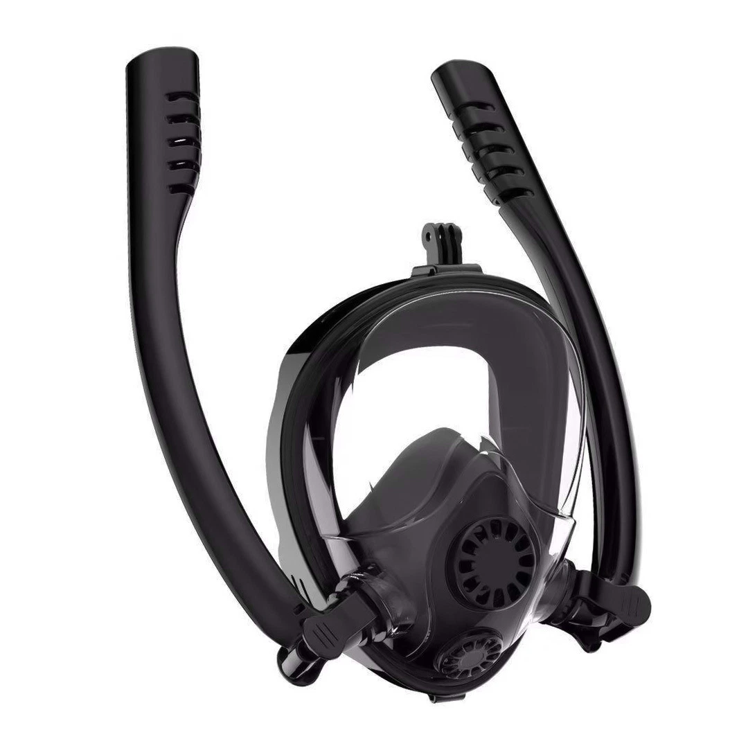 Double Breath Tube Swimming Mask, Full Face Underwater Snorkel Masks