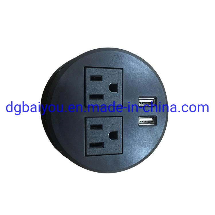 Us Power Socket Outlet with 2 USB Port for Furniture Tabletop Desktop