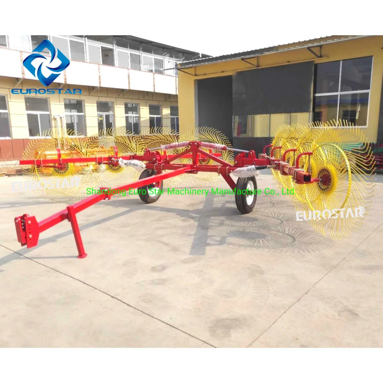 6 Disc 4.2m Width Traction Rotary Hay Rake for Tractor Finger Plate Mounted Tedder Rake Farm Implement Grass Collecting Machine Agricultural Machinery Wheel