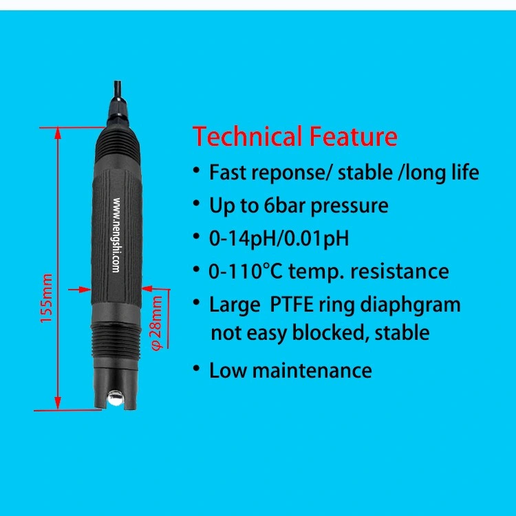 ISO9001 Online Industrial PPS Plastic pH Sensor pH Probe pH Electrode in Waste Water Industry