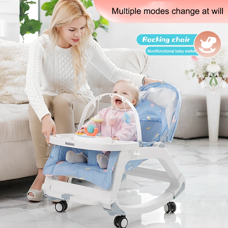 Fashion Baby Rocking Chair Can Be Folded with Wheels Can Sit Can Lie Baby Multi-Functional Dining Chair Portable