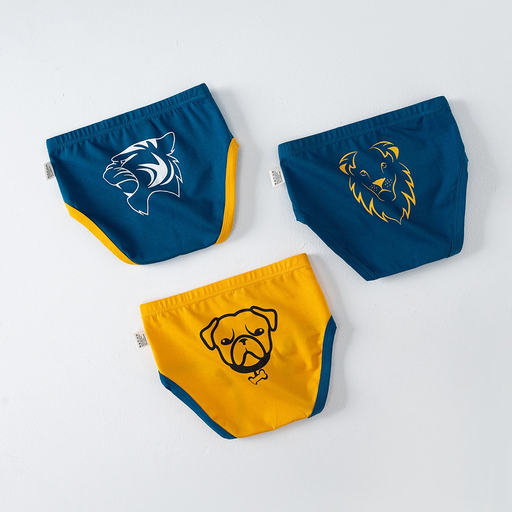 Boys Cotton Briefs Breathable Stretch Baby Cartoon Children's Shorts Three-Piece Underpants