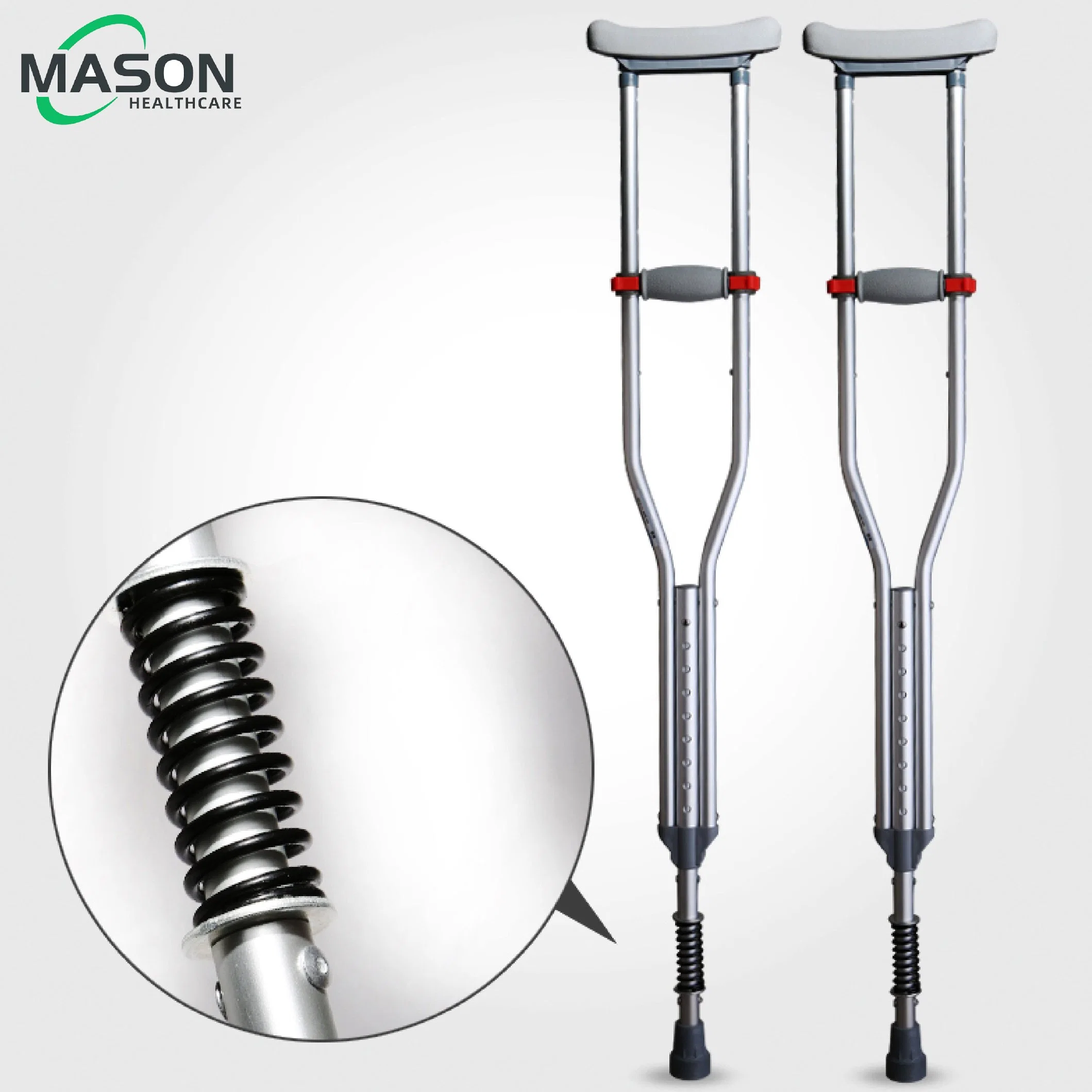 Walking Stick 3 in 1 Lightweight Folding Aluminum Frame Crutches Height Adjusting Shock-Absorbing Cushion Spring Crutches