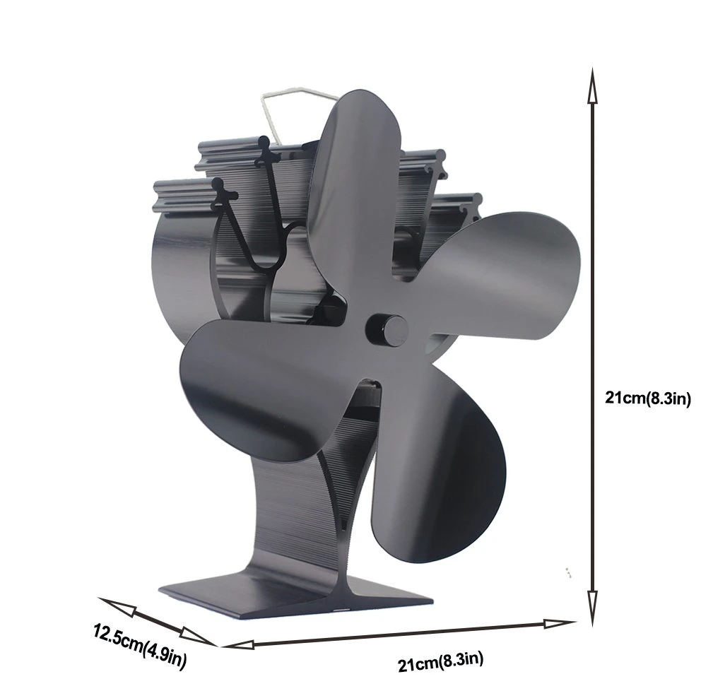 OEM 4 hojas estufa con calor Ventilador de flujo rápido Chimenea Ventilador