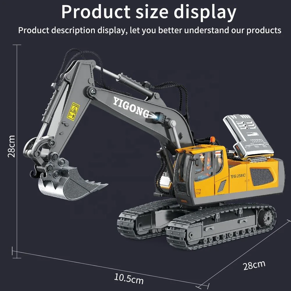 1: 20 2.4G 11CH alliage jouets de construction véhicules radiocommande de camion RC Digger ensembles télécommande pelle jouet pour enfants