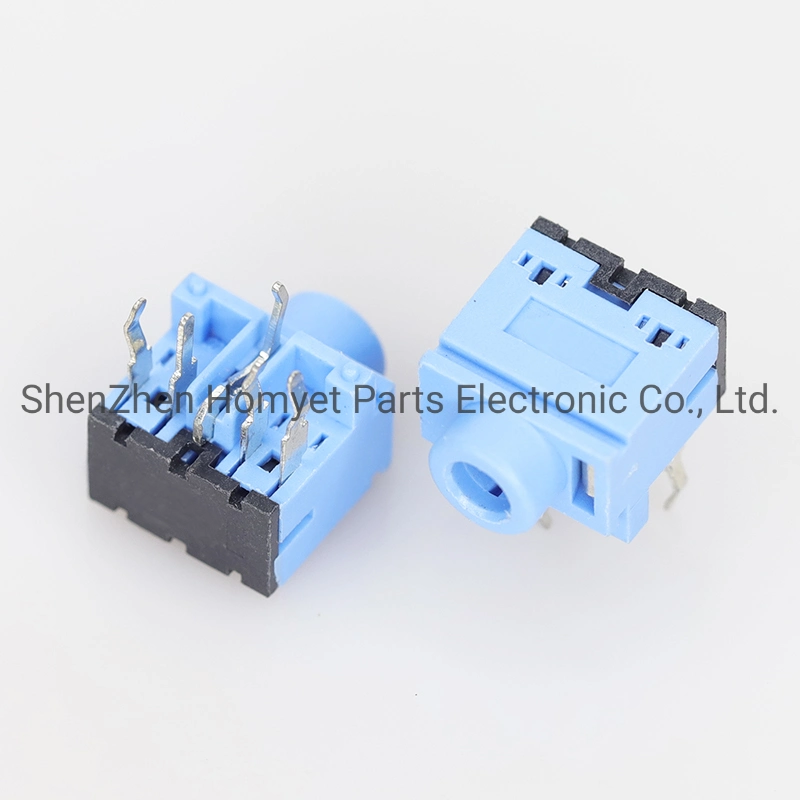 3.5 Earphone Socket Blue 5-Pin Plug-in Pj-317 Plastic Head Audio Interface Connector